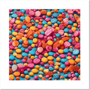 Colorful candies pattern illustration Posters and Art